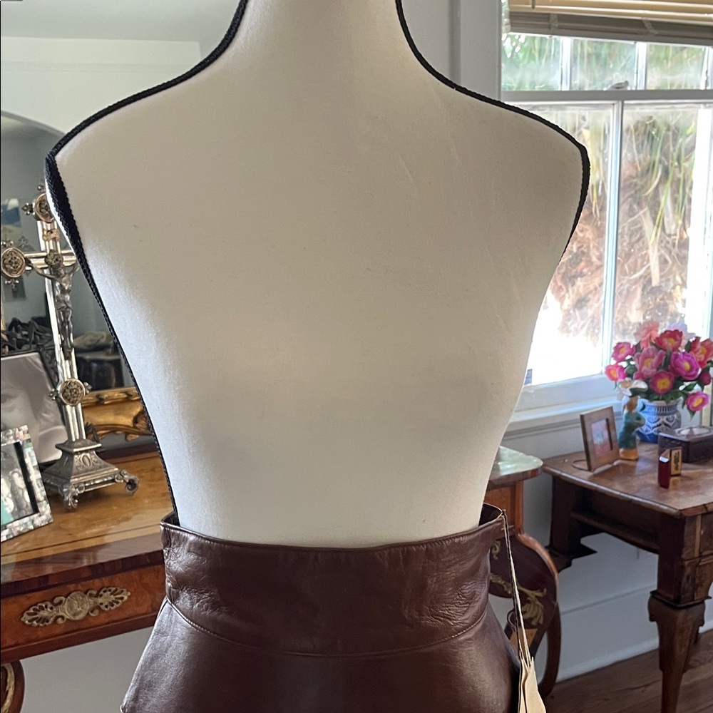 Anne Klein Rich Brown Leather Pencil Skirt vintage 80’s - Picture 7 of 7